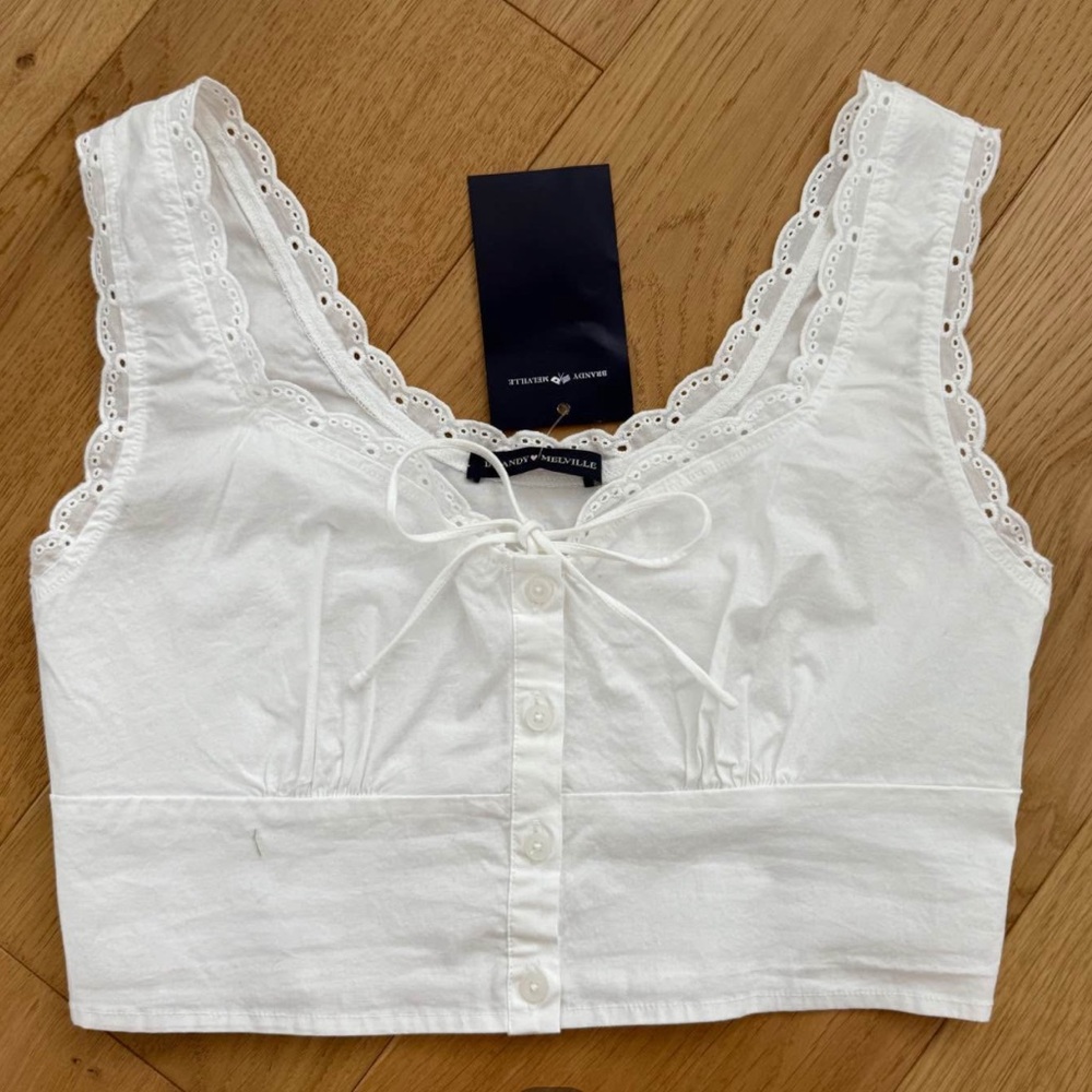 Brandy Melville White Eyelet Tank Top